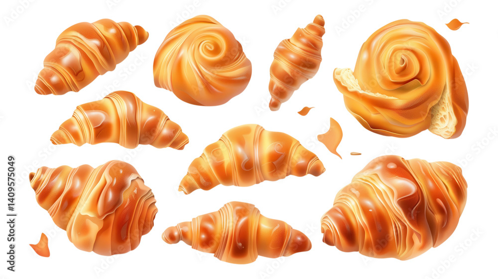 Golden Brown Croissants Freshly Baked Pastry for Coffee Shop Menu Website or Blog