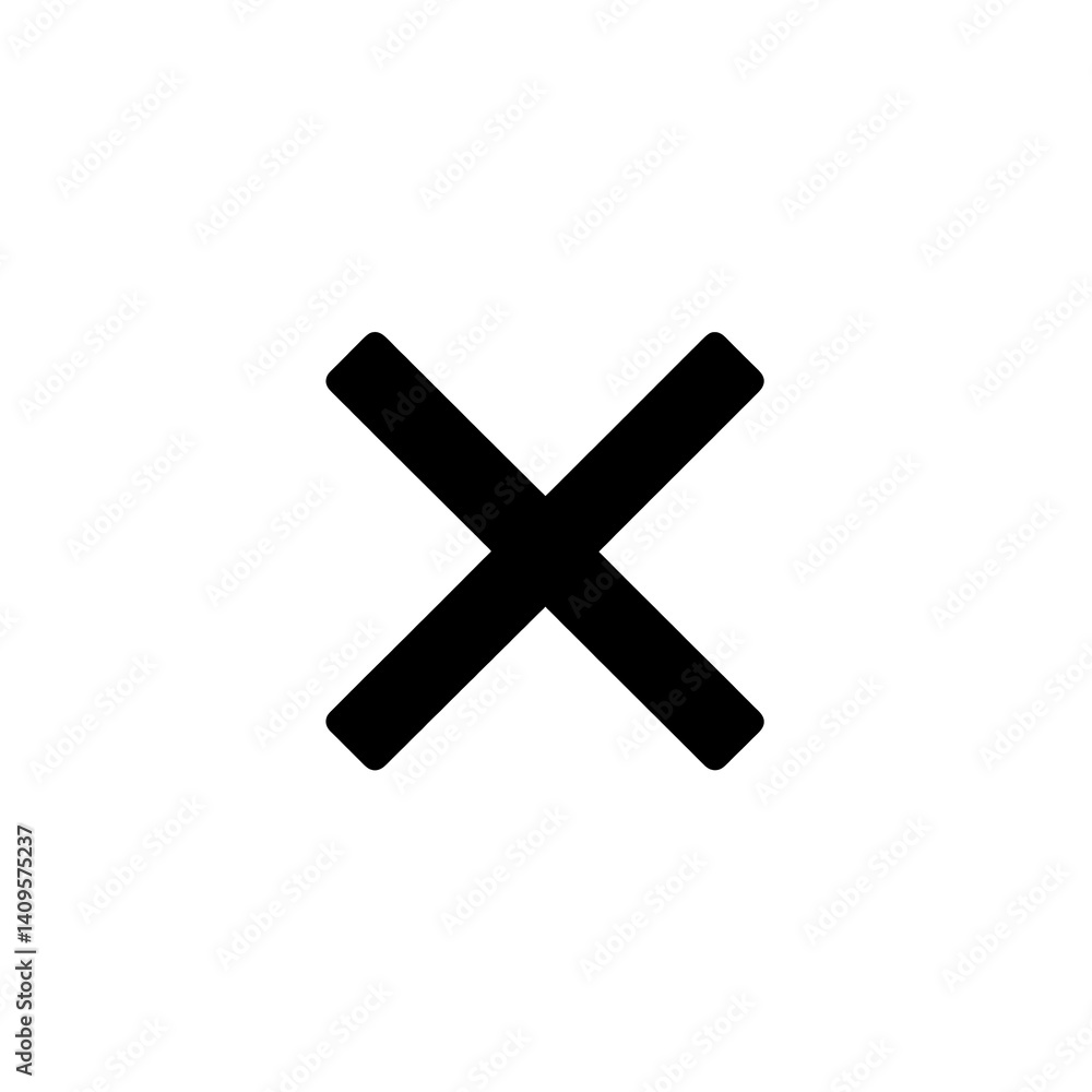 Obraz premium A black uppercase X symbol is centered on the white backdrop