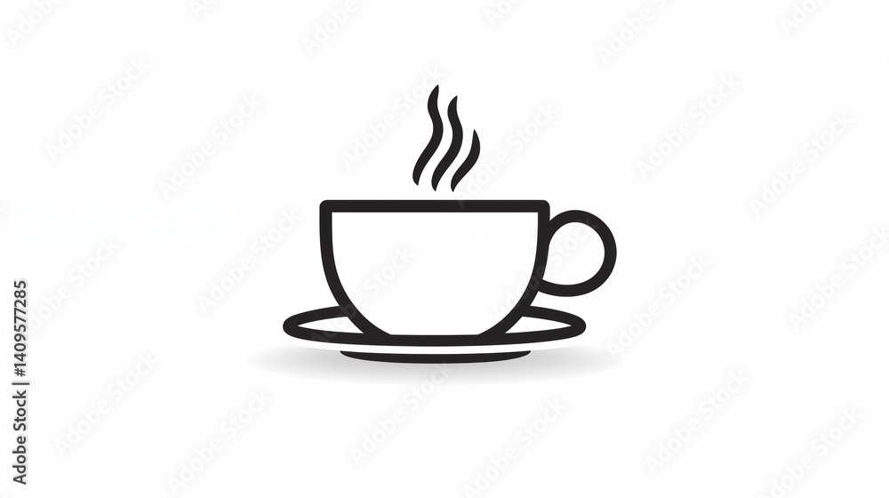 Coffee cup icon with steam in minimalist black outline style Coffee cup icon with steam in minimalist black outline style