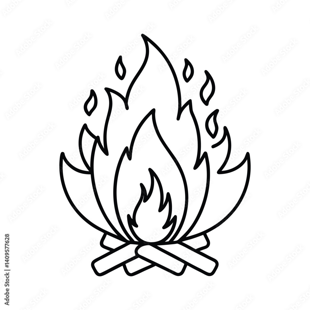 vector illustration line of a fire flames vector illustration line of a fire flames