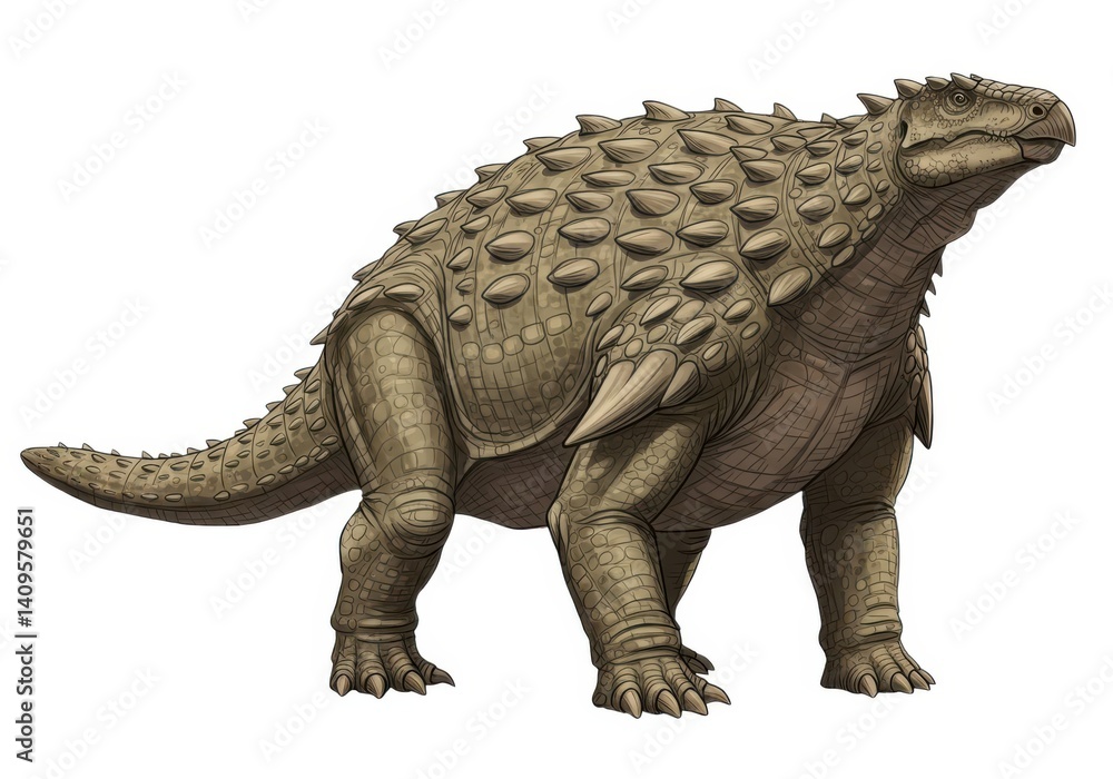 Obraz premium Illustration of ankylosaurus armored dinosaur jurassic age isolated on white background