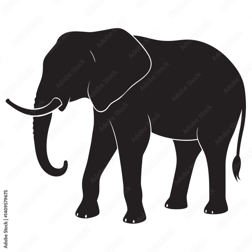 Obraz premium Elephant Silhouette on White 