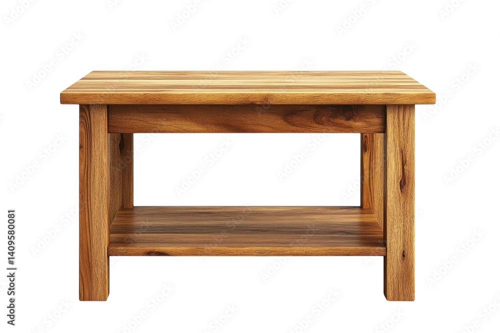 Rustic Solid Wood Coffee Table rich brown tones simple design isolated on transparent background Rustic Solid Wood Coffee Table rich brown tones simple design isolated on transparent background