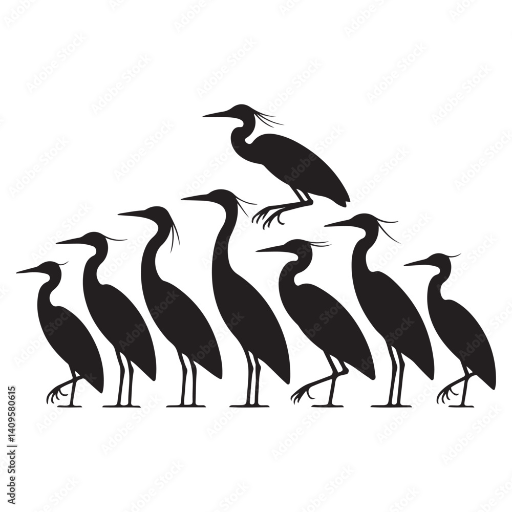 Obraz premium heron Vector Black silhouettes. with white background