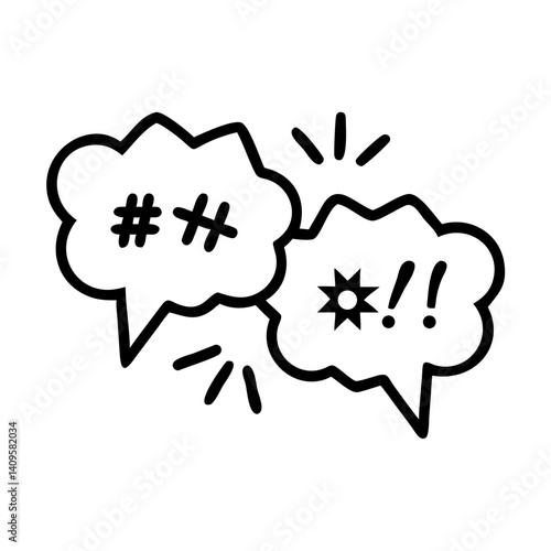 Angry Speech Bubbles Colliding against White Background  