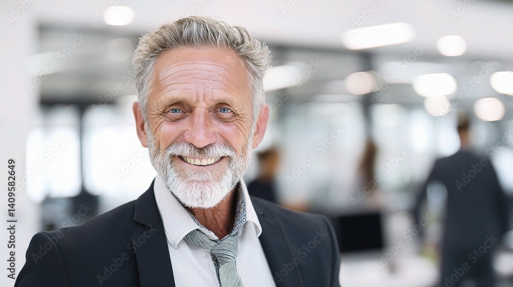 Naklejka premium Senior Businessman Smiling in Professional Office Environment