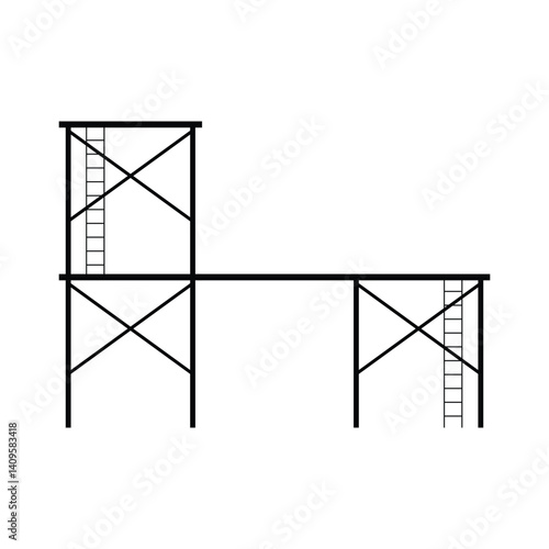 Scaffolding. Vector flat design aluminum prefabricated scaffolding isolated illustration white background.