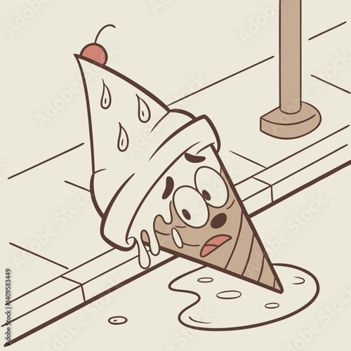 Melty ice cream looking dizzy