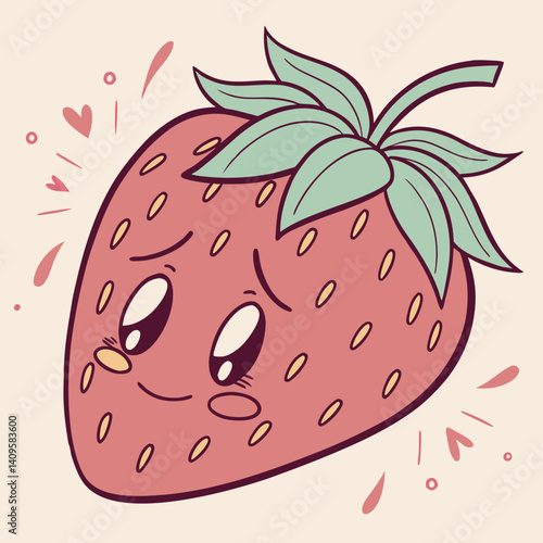 Strawberry with shy expression