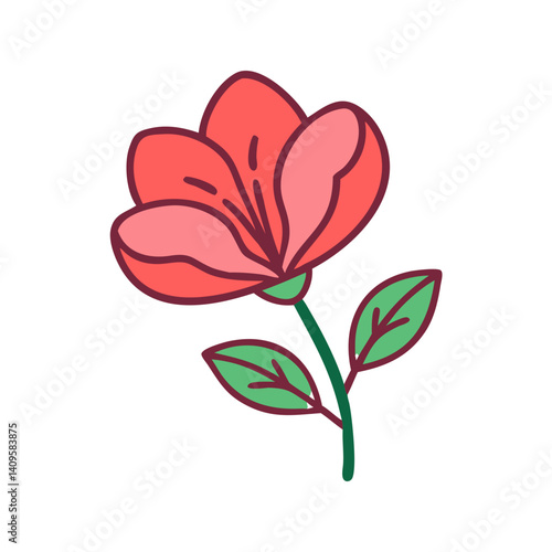 Doodle style coral flower on a black background