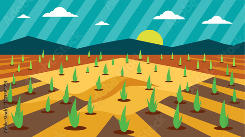 The crops that had been carefully planted and cared for were now flattened and matted against the waterlogged ground a heartbreaking sight to behold.. Vector illustration