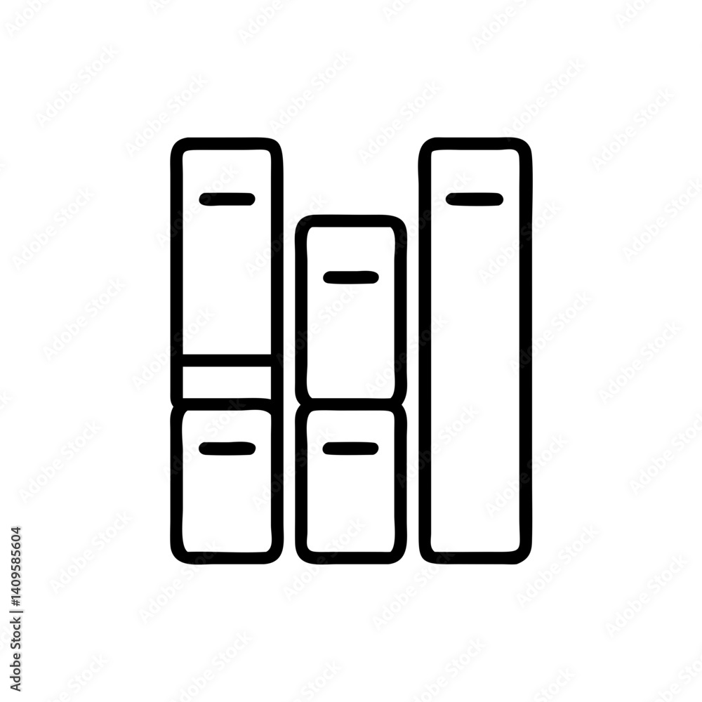 Bookshelves in minimalist style, black and white design, representing knowledge Bookshelves in minimalist style, black and white design, representing knowledge