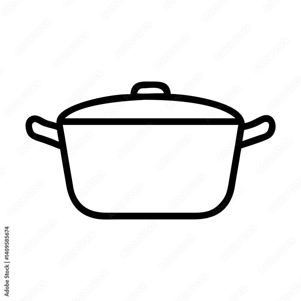 Minimalist cooking pot outline on white background Minimalist cooking pot outline on white background
