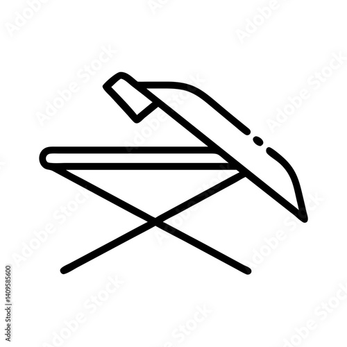 Ironing board with iron ready for use  
