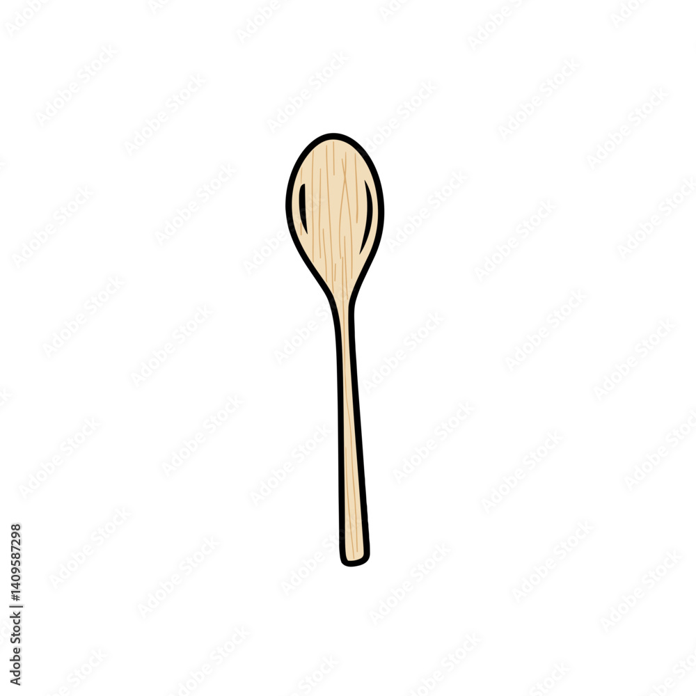 Wooden spoon icon in flat style on white background Wooden spoon icon in flat style on white background