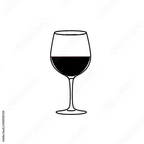 Red wine glass icon in minimalist black and white style