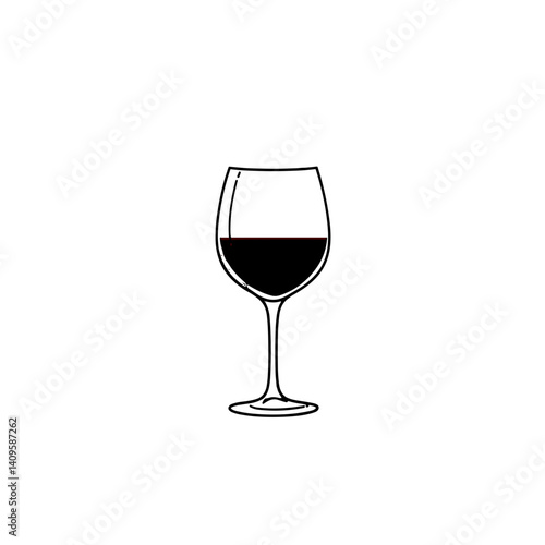 Wine glass with red wine icon in flat style on white background