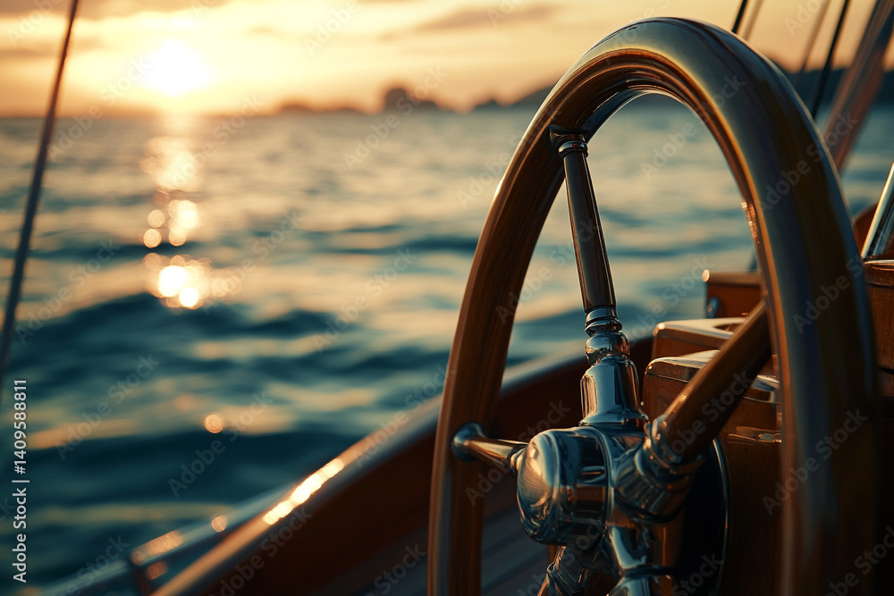 Golden hour sailboat cruise peaceful sunset voyage Golden hour sailboat cruise peaceful sunset voyage