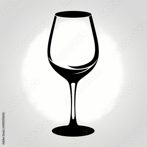 Wine glass silhouette on simple light background  
