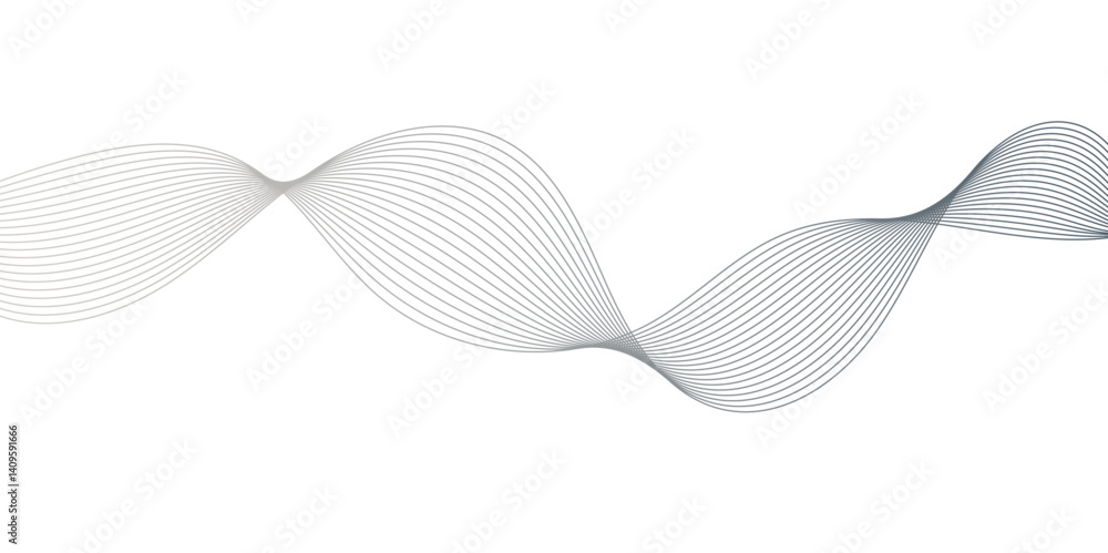 Abstract Flowing Wave Lines on White. Smooth Fluid Lines Abstract Art for background