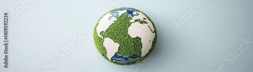 Obraz na płótnie Green Earth Globe on Blue Background Symbolizing Environmental Awareness and Sustainability in Modern Society and Nature Conservation Efforts w salonie