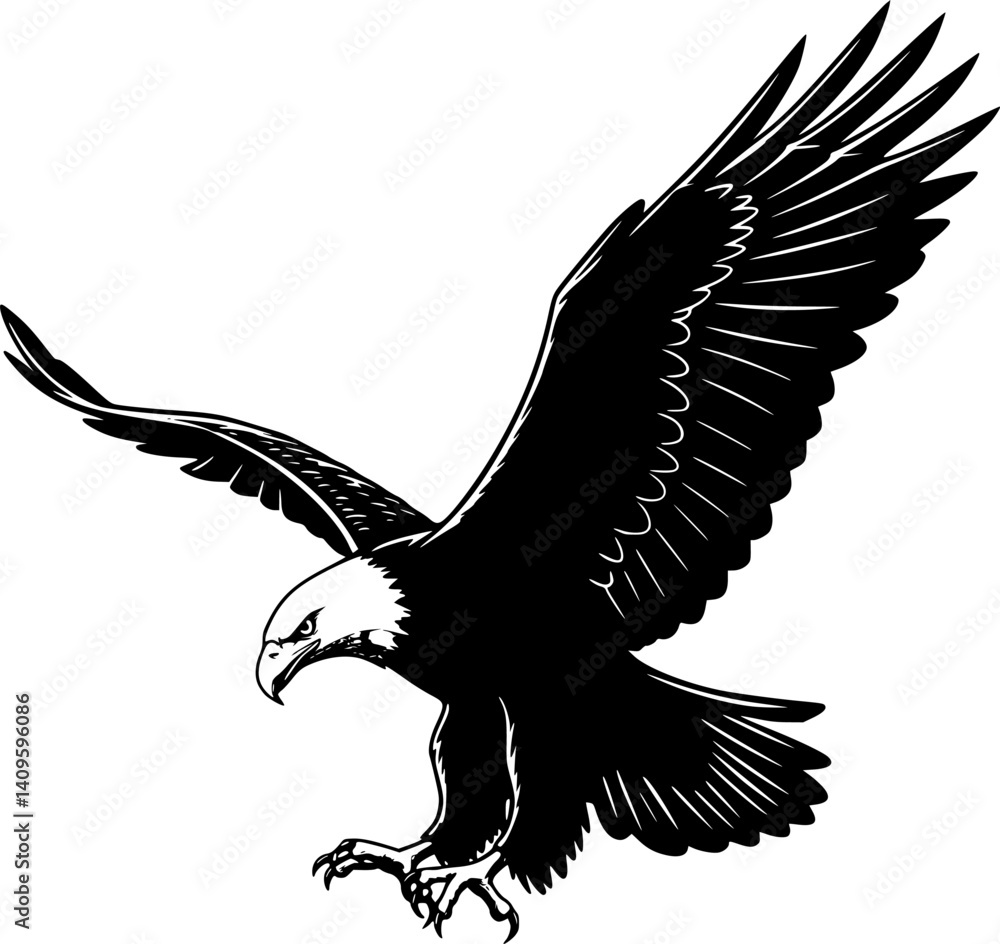 Bald eagle silhouette. Vector illustration. Representing freedom and success Bald eagle silhouette. Vector illustration. Representing freedom and success