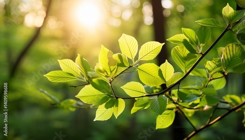 green leaves in sunlight