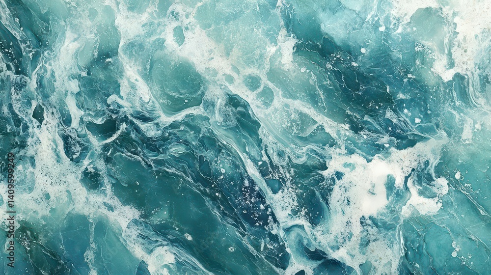 Fototapeta premium Azure waves, a turbulent sea surface.