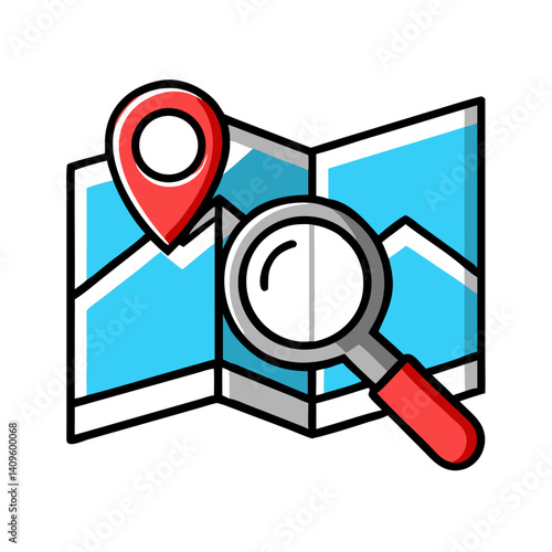 Map with location pin for navigation, GPS and exploration.