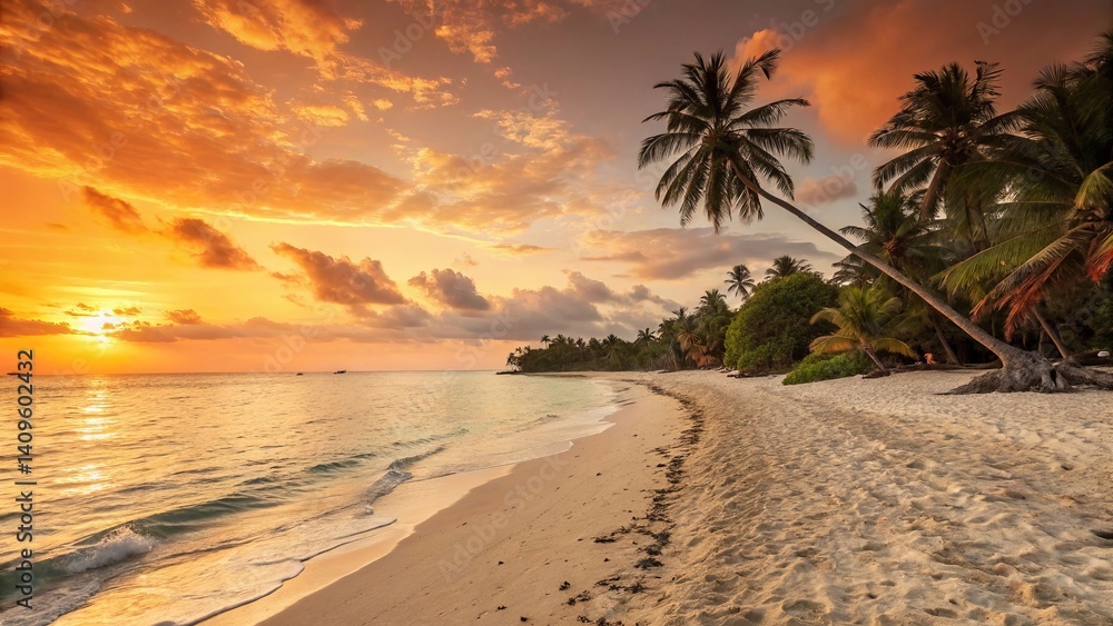 Fototapeta premium Close-Up of Sandy Beach at Sunset with Tranquil Tropical Horizon 16