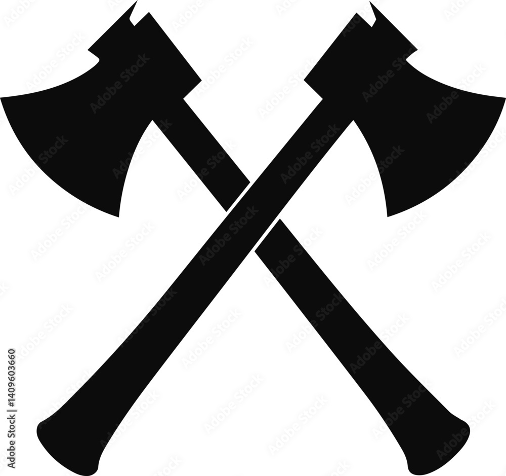 crossed axes silhouette vector illustration crossed axes silhouette vector illustration