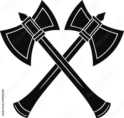 crossed axes silhouette vector illustration