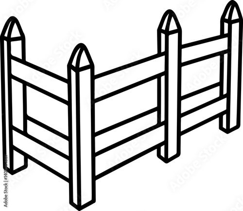 wooden fence silhouette vector illustration