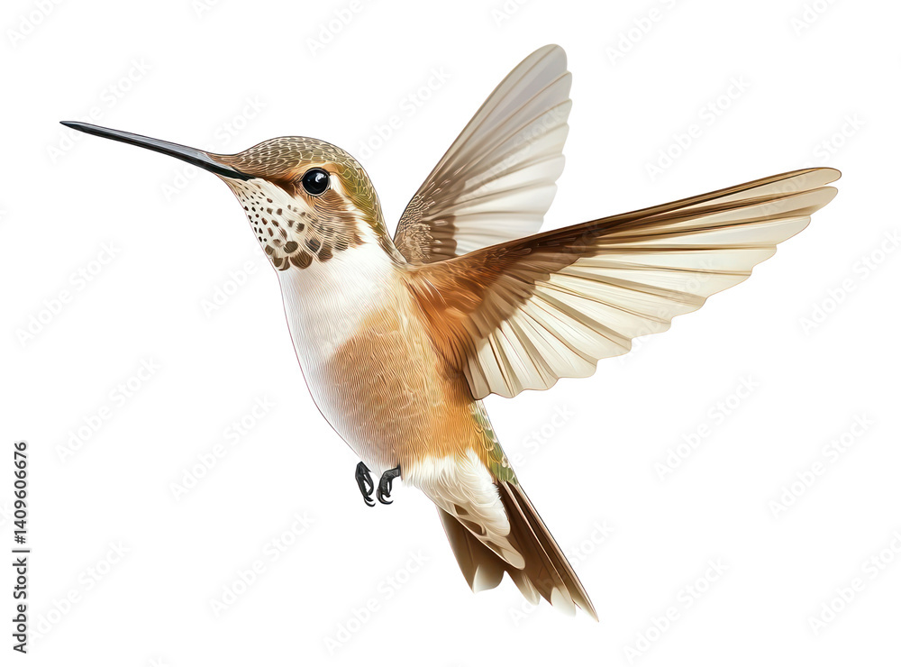 Fototapeta premium PNG Hummingbird illustration flying wildlife.