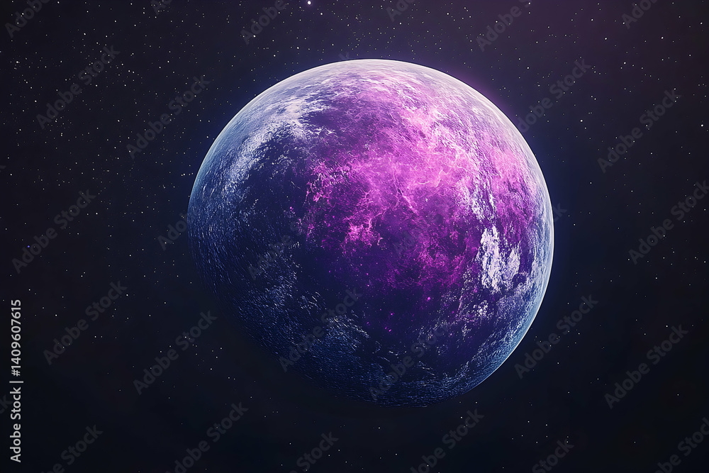 Fototapeta premium Cosmic planet, a vibrant, otherworldly view.