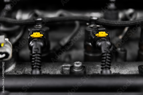 Old engine close up at the shop