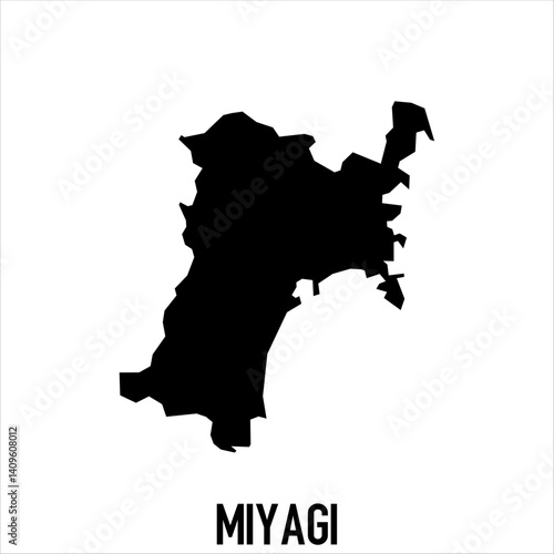 Miyagi map in black silhouette on white background. Great for use in education, political studies, tourism visuals, and website design. Clean and editable vector illustration.

