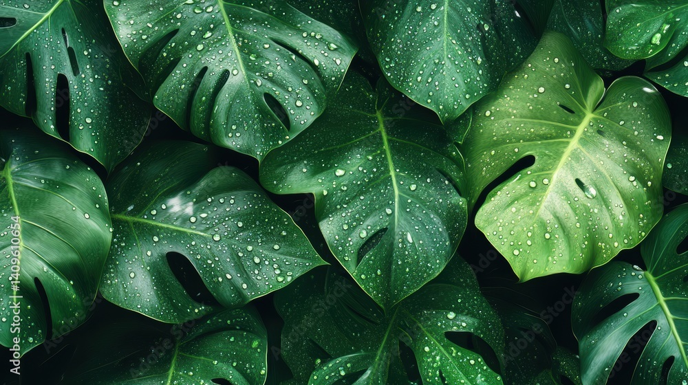 Fototapeta premium rain drops on leaves