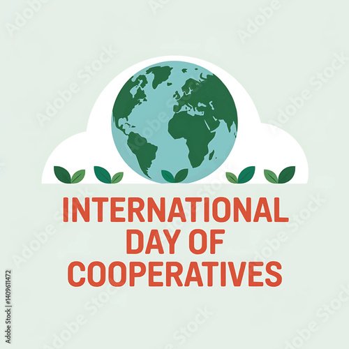 International Day of Cooperatives Vector Design with Globe and Leaves
