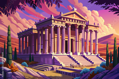 Temple of Artemis at Ephesus at sunset time with amazing sky