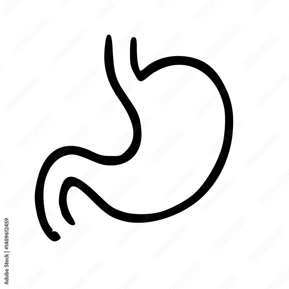 Stomach Icon - Simple Line Art Stomach Icon - Simple Line Art