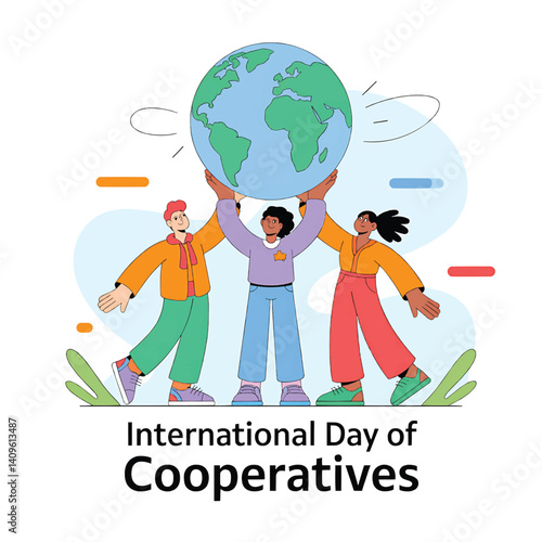 International Day of Cooperatives Vector Design with Unity and Globe