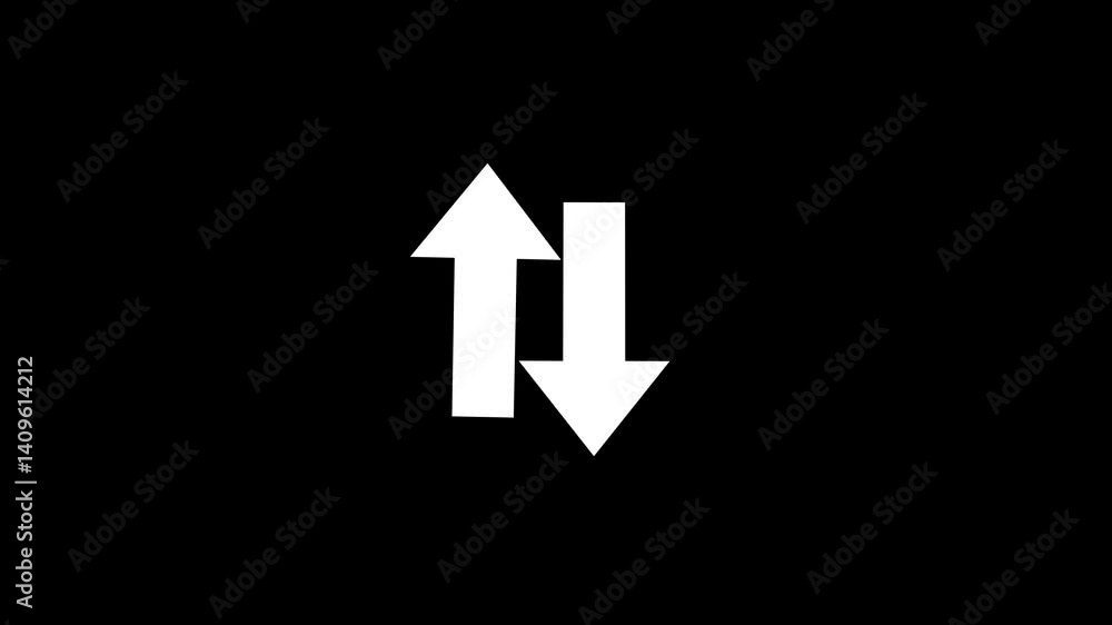 Download and upload icon. double arrow animation, 4K silhouette up down arrows animation on the white background. up down arrow loading animation. Download and upload icon. double arrow animation, 4K silhouette up down arrows animation on the white background. up down arrow loading animation.