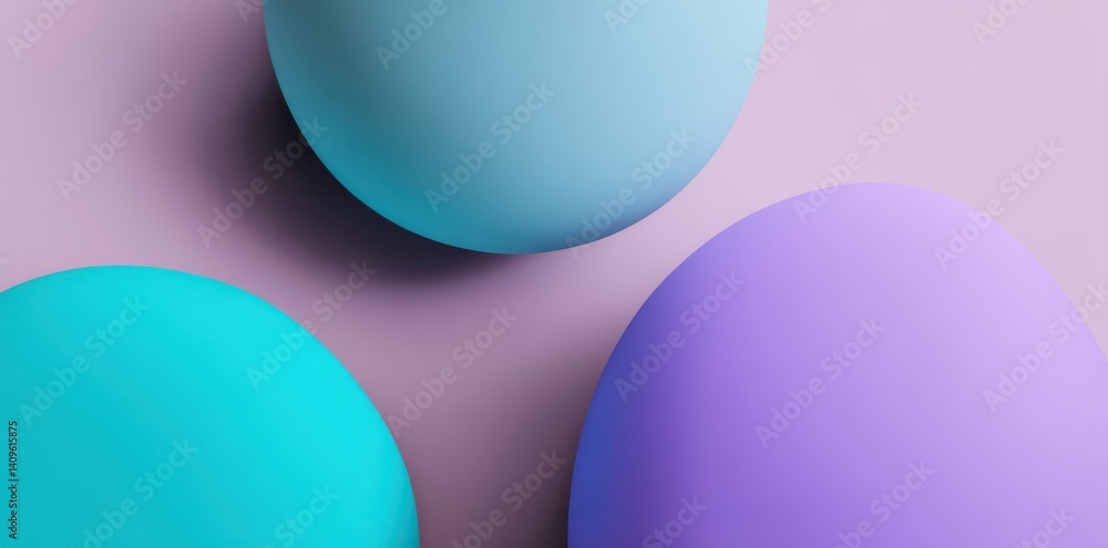 Obraz premium different colored, round shapes in pastel blue, purple, and turquoise, with a simple background
