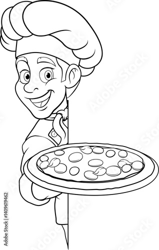 A chef cook holding a pizza...