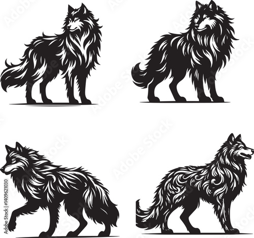 Storm Wolf Vector Illustration – Fierce Elemental Beast with Thunderous Power