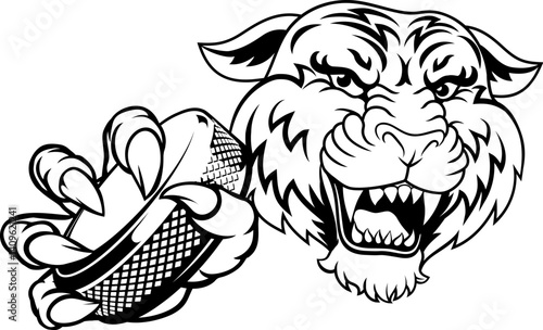 A tiger ice hockey team cartoon animal sports mascot