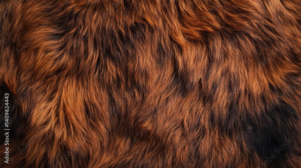 Naklejka premium Close-up view of a rich, brown and dark-brown animal hide texture.