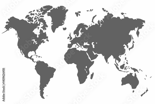 Simple Silhouette World Map Vector Graphic Continents Countries