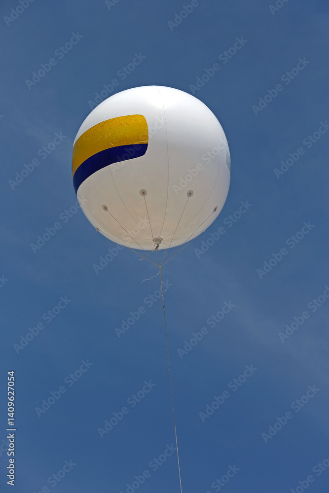 White Helium Balloon With Empty Space for Advertisement at Events Over Blue Sky